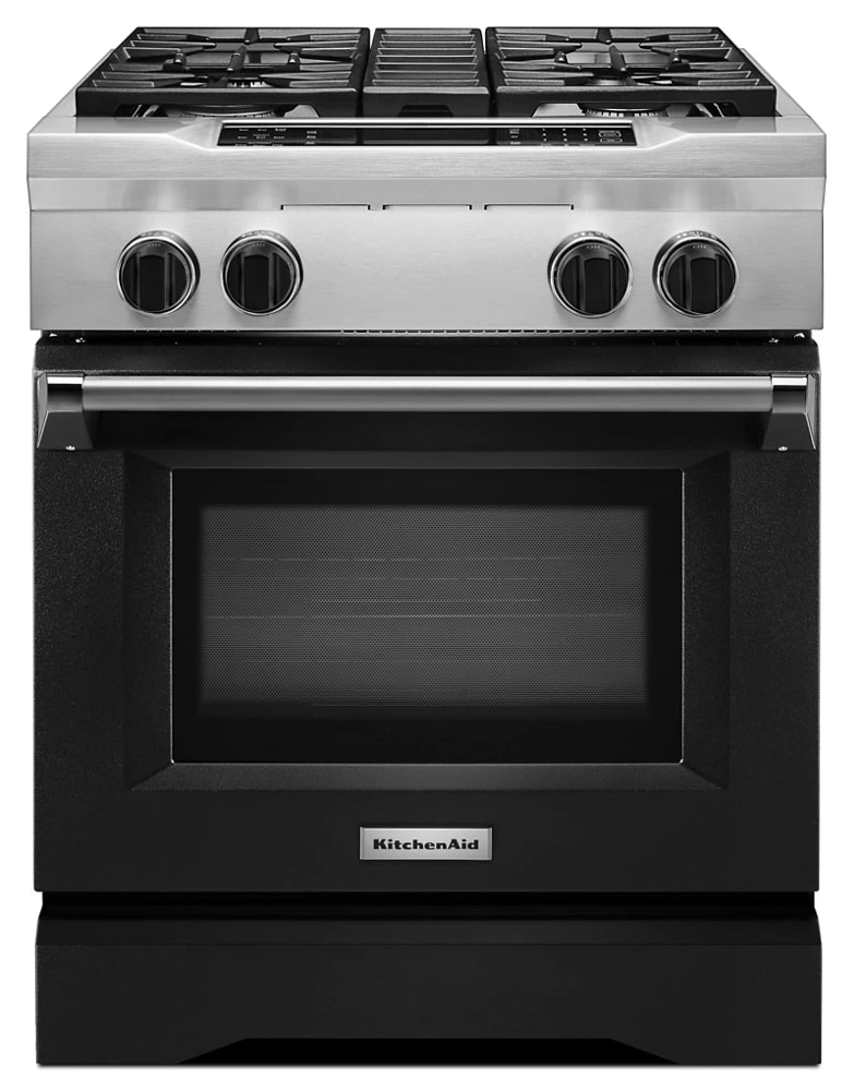 30'' 4-Burner Dual Fuel Freestanding Range, Commercial-Style KDRS407VBK