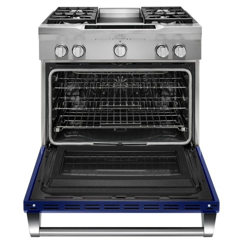 36'' 4-Burner with Griddle, Dual Fuel Freestanding Range, Commercial-Style KDRS463VBU, product image 2 of 2