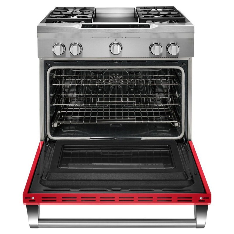 36'' 4-Burner with Griddle, Dual Fuel Freestanding Range, Commercial-Style KDRS463VSD, product image 2 of 2