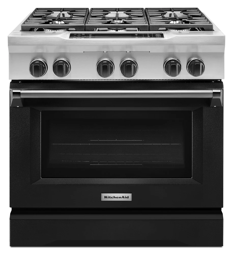 36'' 6-Burner Dual Fuel Freestanding Range, Commercial-Style KDRS467VBK