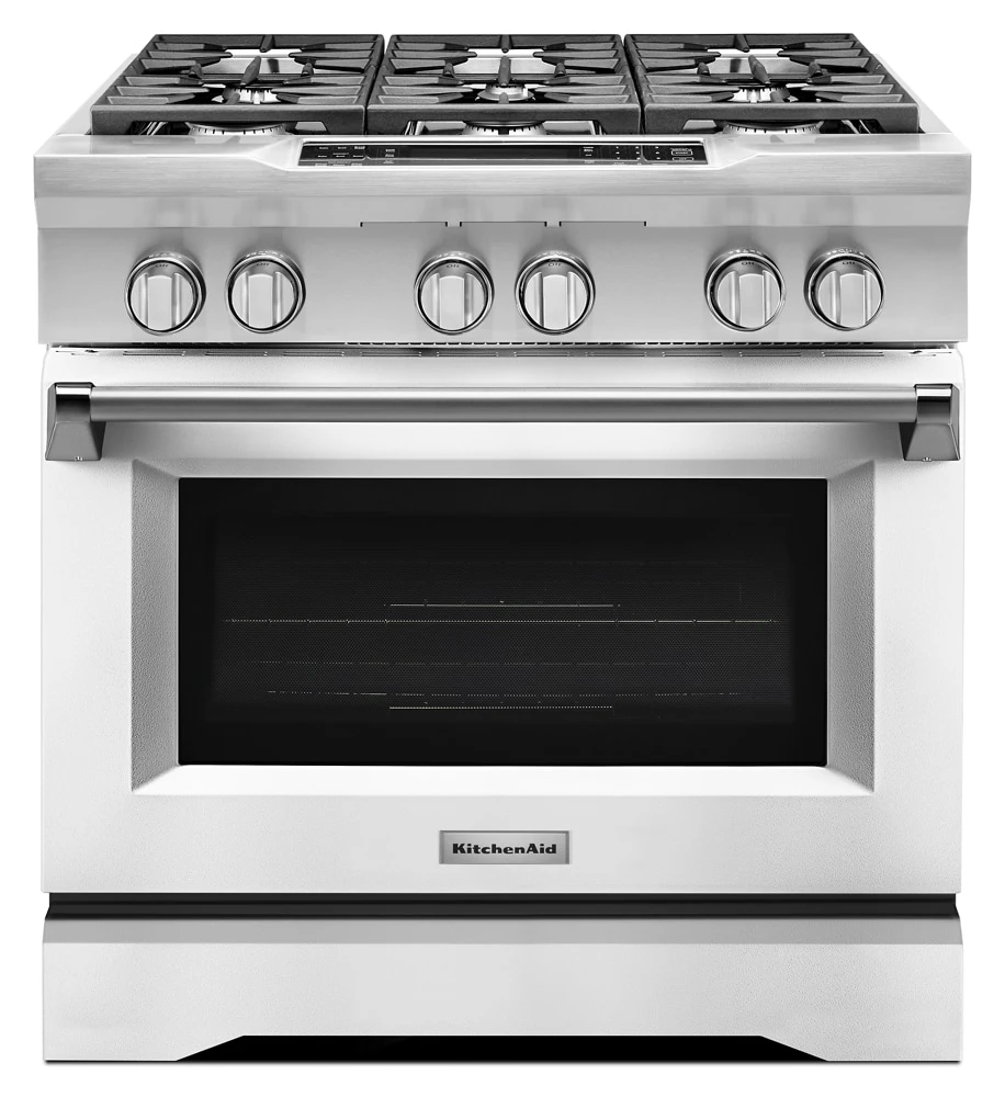 36'' 6-Burner Dual Fuel Freestanding Range, Commercial-Style KDRS467VMW