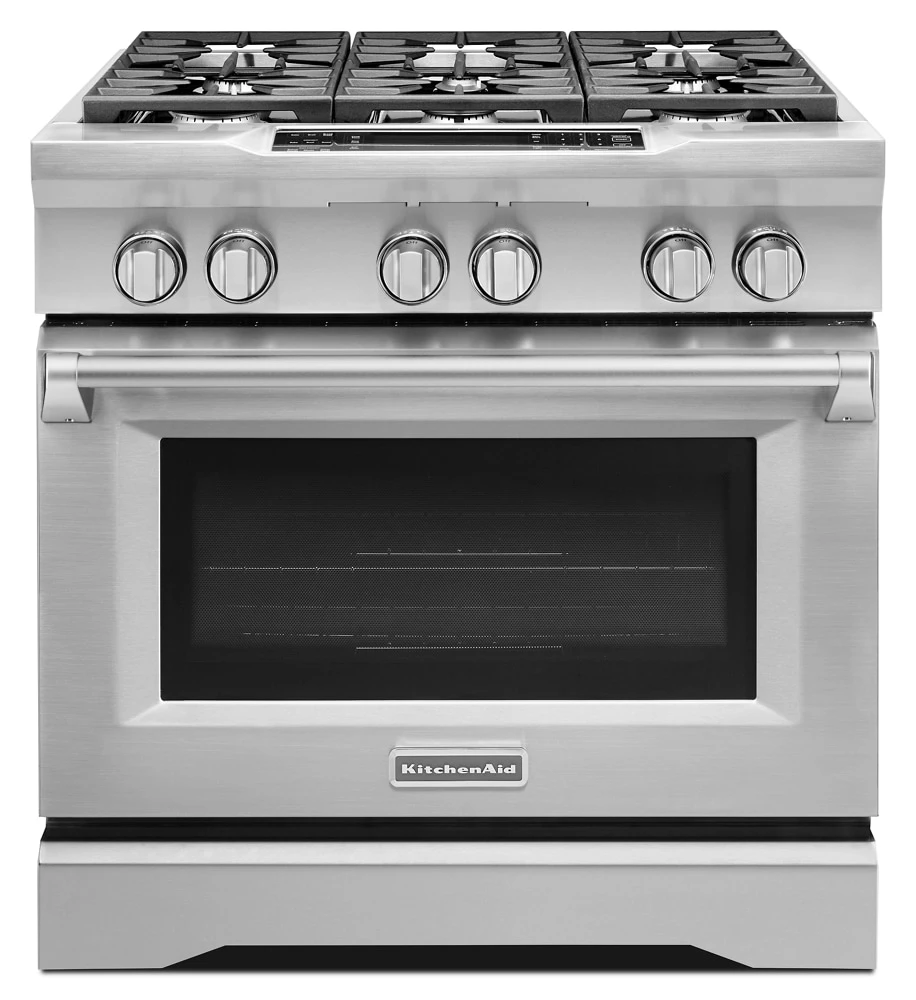 36'' 6-Burner Dual Fuel Freestanding Range, Commercial-Style KDRS467VSS