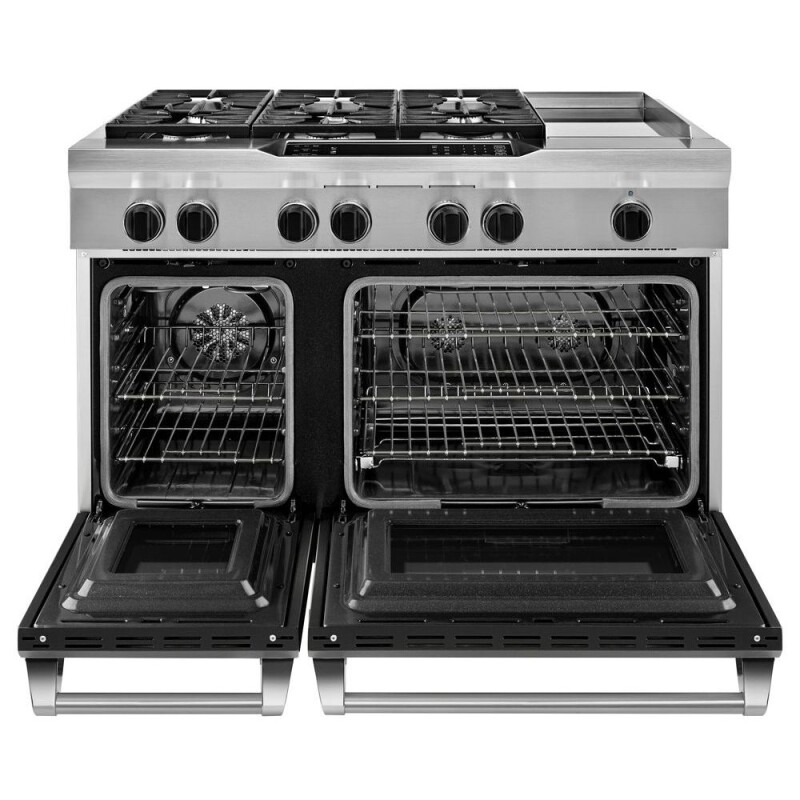 48" 6-Burner with Griddle, Dual Fuel Freestanding Range, Commercial-Style KDRS483VBK, product image 2 of 2