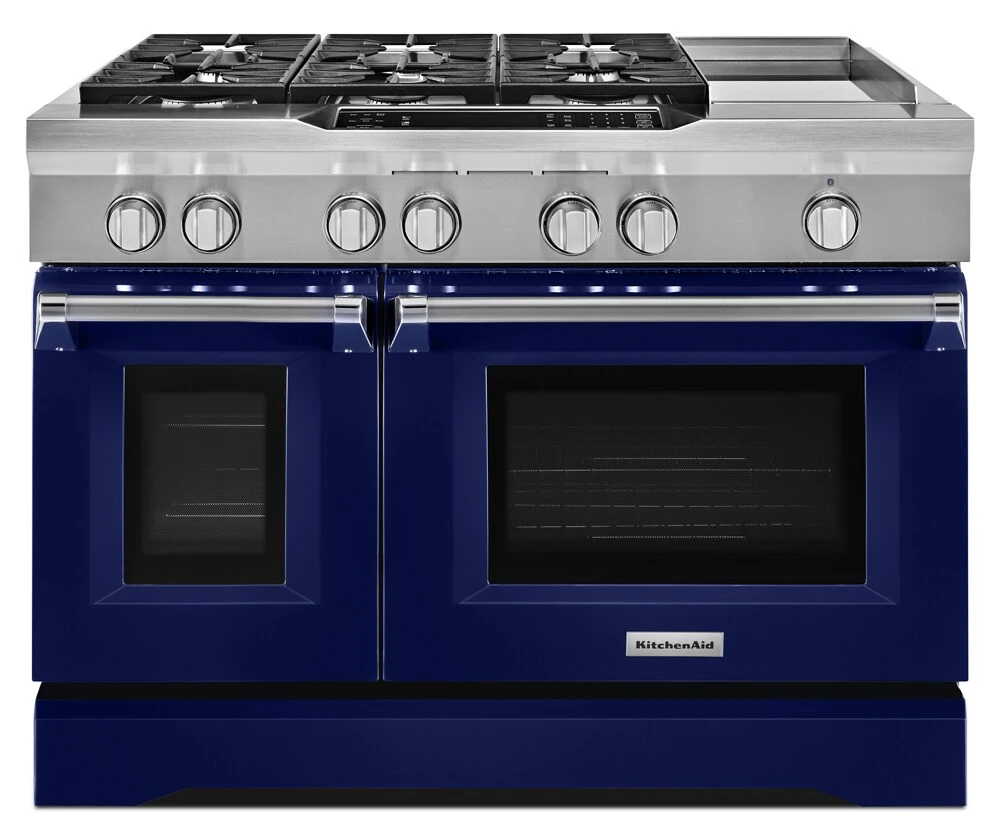 48'' 6-Burner with Griddle, Dual Fuel Freestanding Range, Commercial-Style KDRS483VBU