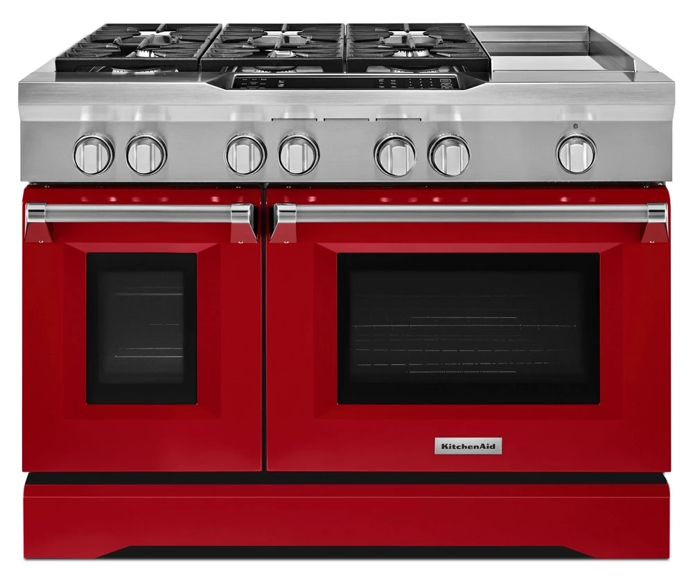 48'' 6-Burner with Griddle, Dual Fuel Freestanding Range, Commercial-Style KDRS483VSD