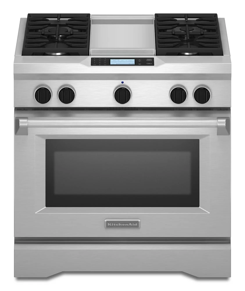 36-Inch 4-Burner with Steam-Assist Oven, Dual Fuel Freestanding Range, Commercial-Style KDRU763VSS