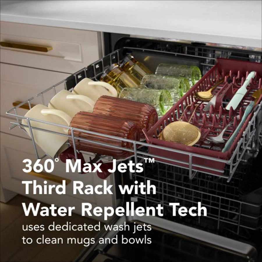360° Max Jets™ Third Rack Dishwasher With Stemware Shield And Stemware Clips, 44 Dba KDTS434SPS