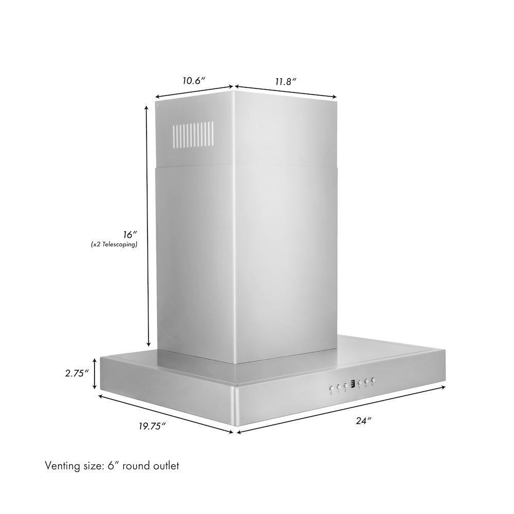 24 In. Convertible Vent Wall Mount Range Hood In Stainless Steel KE24