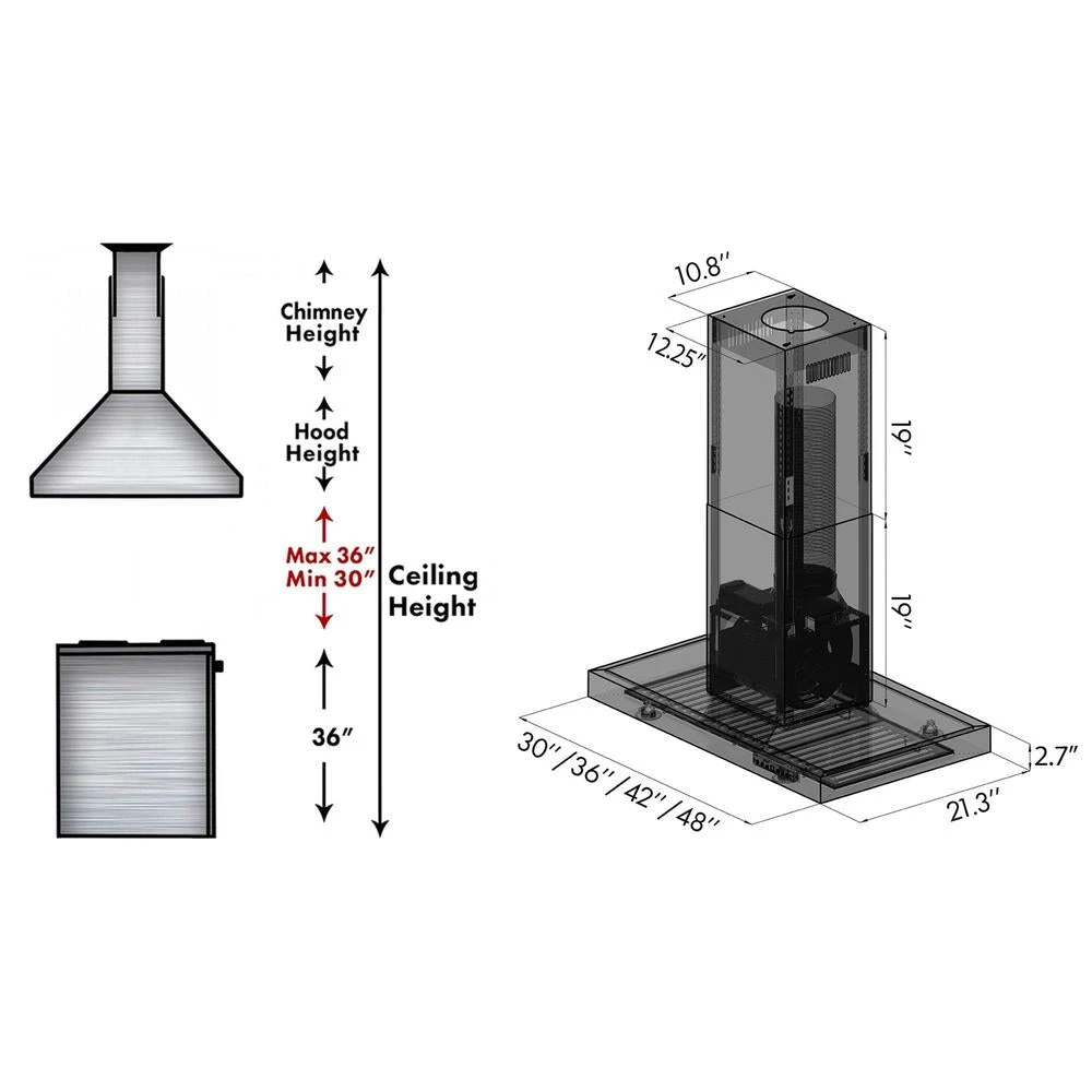 48 in. Convertible Vent Island Mount Range Hood KE2I48