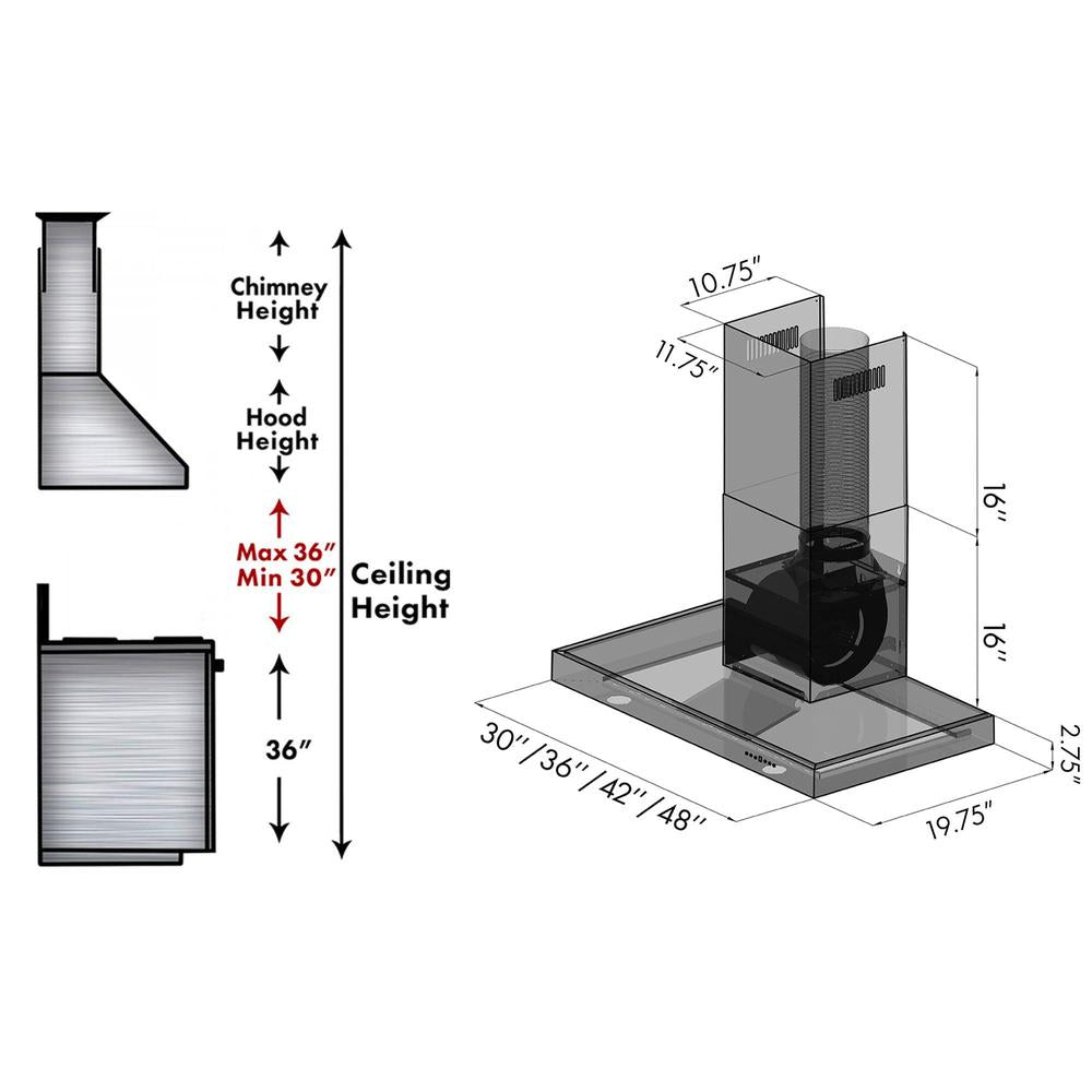 36 In. Convertible Vent Wall Mount Range Hood In Stainless Steel KE36