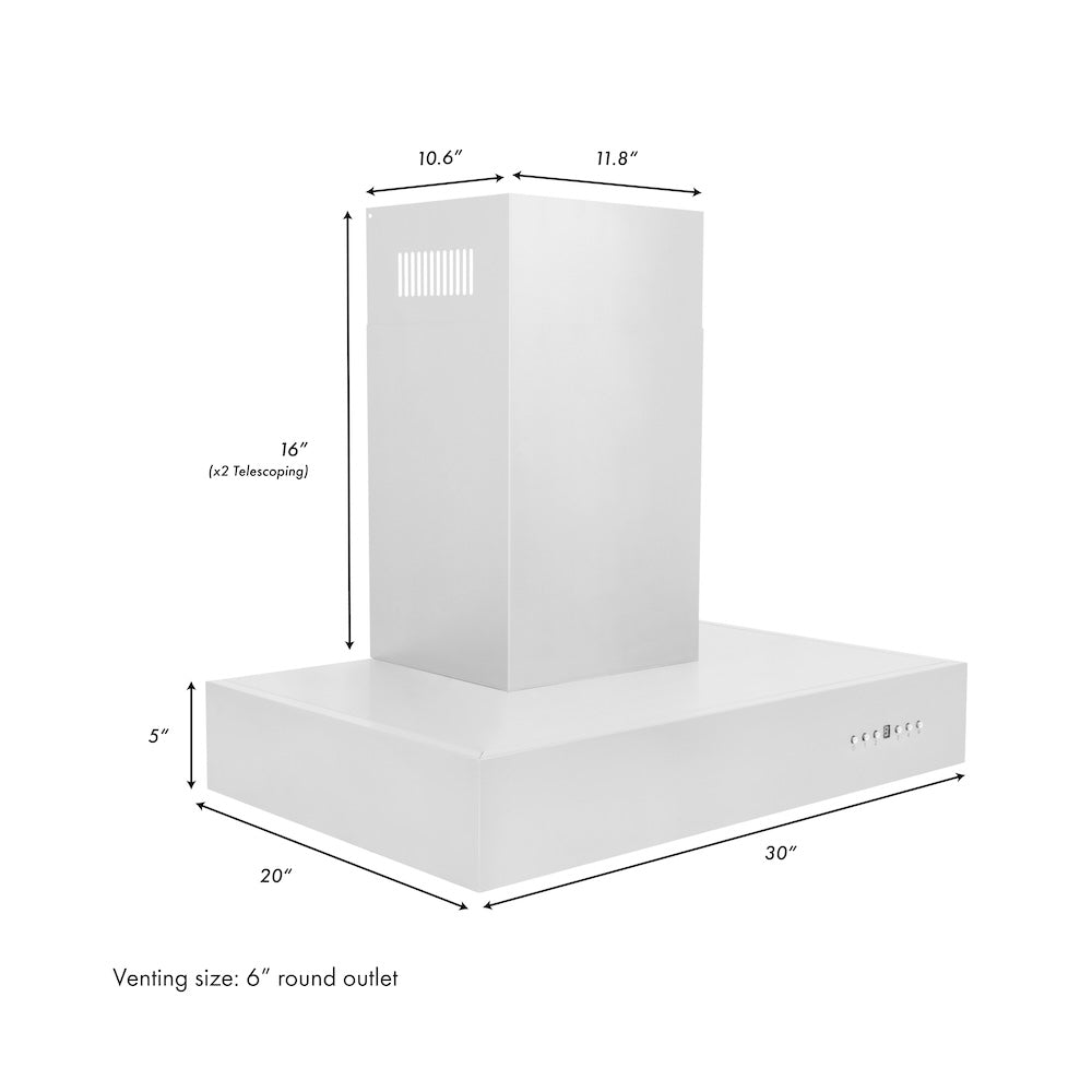 30 In. Convertible Professional Wall Mount Range Hood In Stainless Steel KECOM30