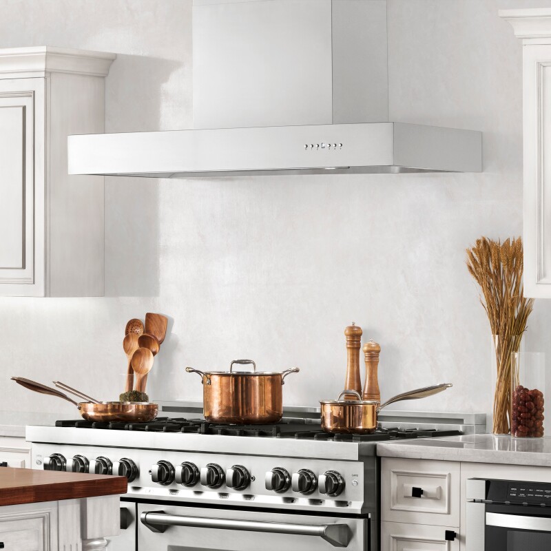 36 In. Ducted Professional Wall Mount Range Hood In Stainless Steel KECOM36
