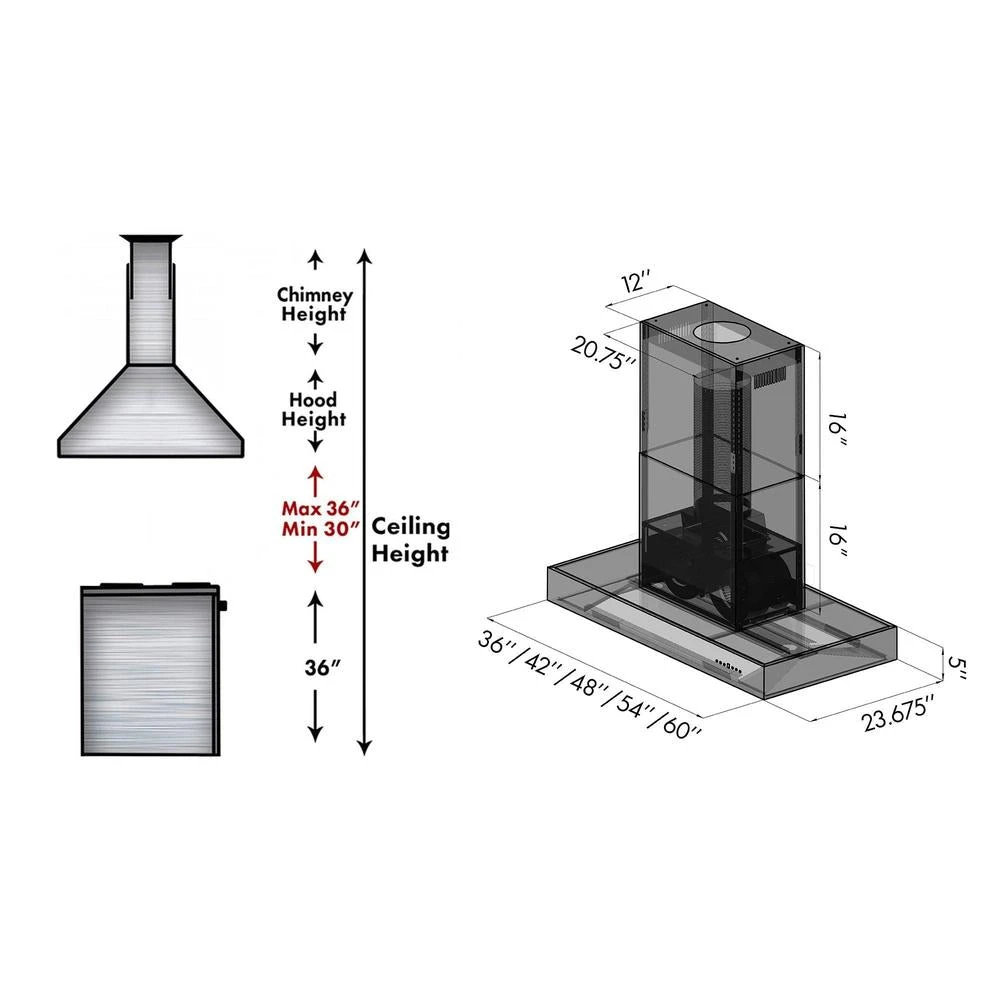 48 in. Ducted Outdoor Island Mount Range Hood KECOMI30448