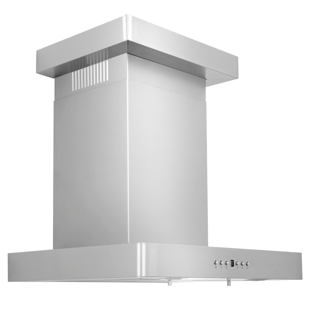 24 In. Convertible Vent Wall Mount Range Hood In Stainless Steel With Crown Molding KECRN24