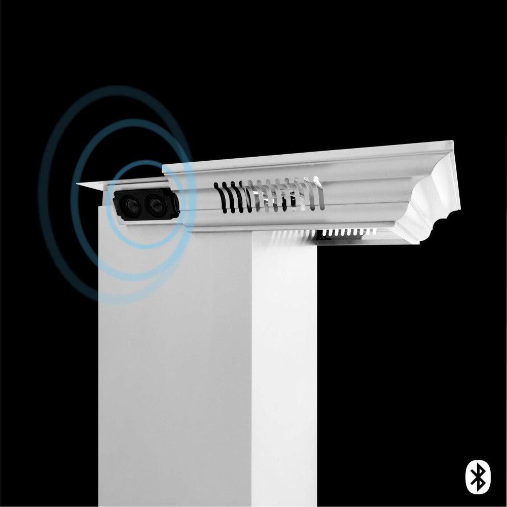 24 In. Crownsound™ Ducted Vent Wall Mount Range Hood In Stainless Steel With Built-in Bluetooth Speakers KECRNBT24