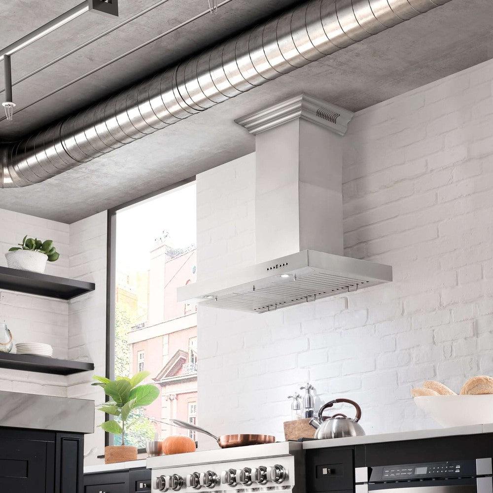 24 In. Crownsound™ Ducted Vent Wall Mount Range Hood In Stainless Steel With Built-in Bluetooth Speakers KECRNBT24