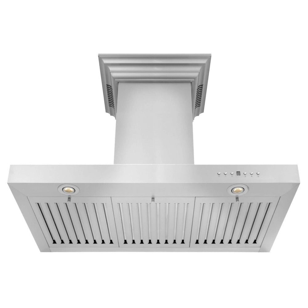 36 In. Crownsound™ Ducted Vent Wall Mount Range Hood In Stainless Steel With Built-in Bluetooth Speakers KECRNBT36