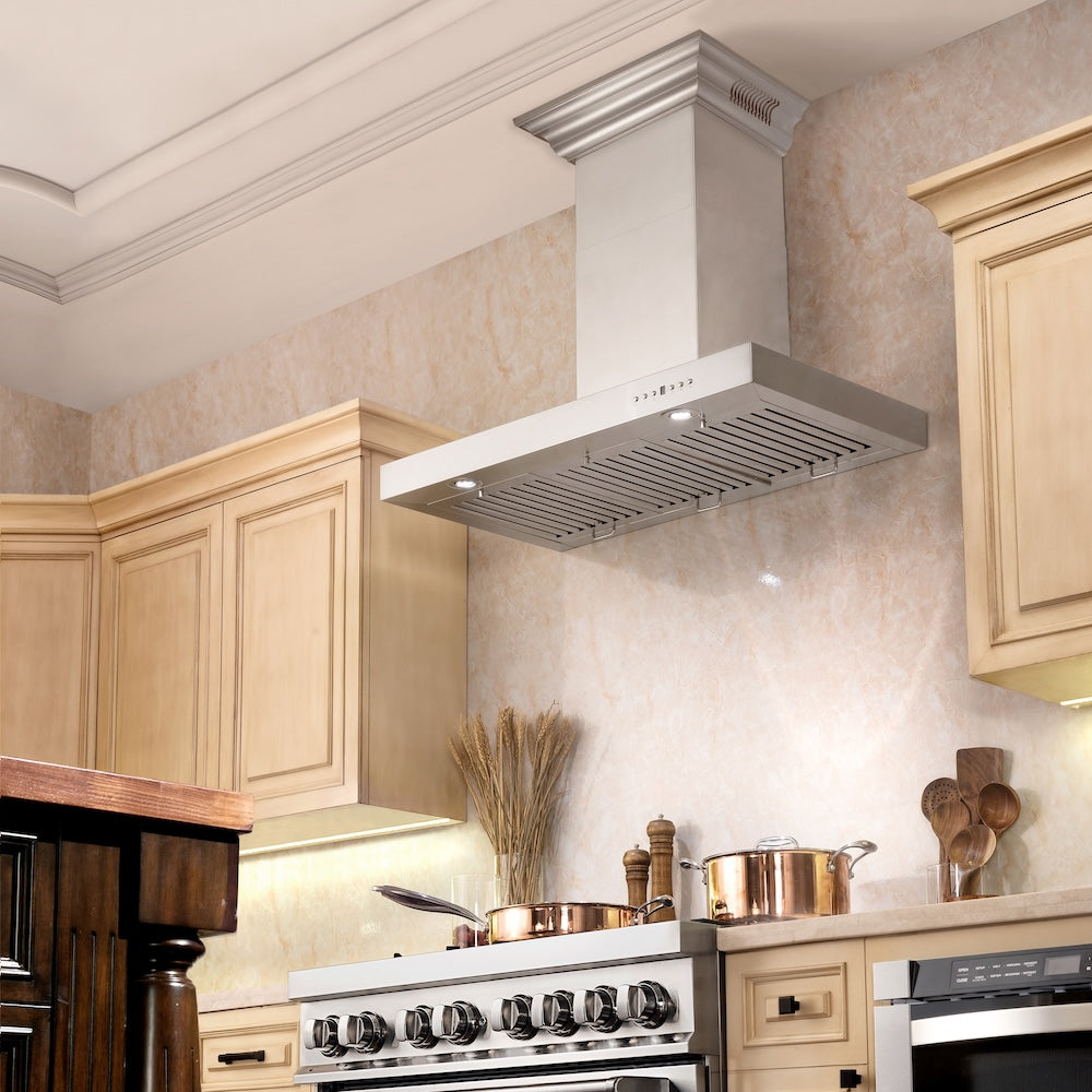 48 In. Crownsound™ Ducted Vent Wall Mount Range Hood In Stainless Steel With Built-in Bluetooth Speakers KECRNBT48