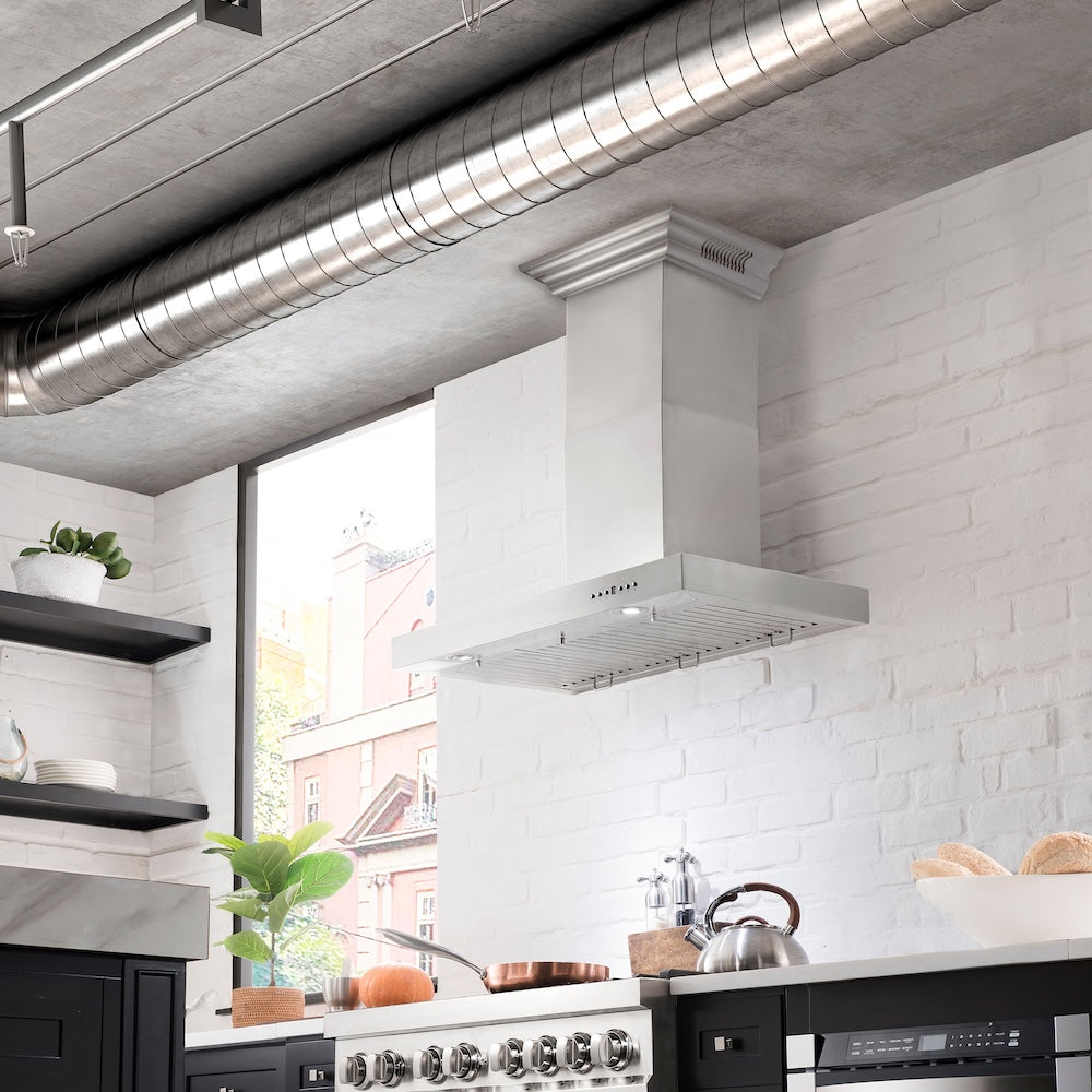 48 In. Crownsound™ Ducted Vent Wall Mount Range Hood In Stainless Steel With Built-in Bluetooth Speakers KECRNBT48