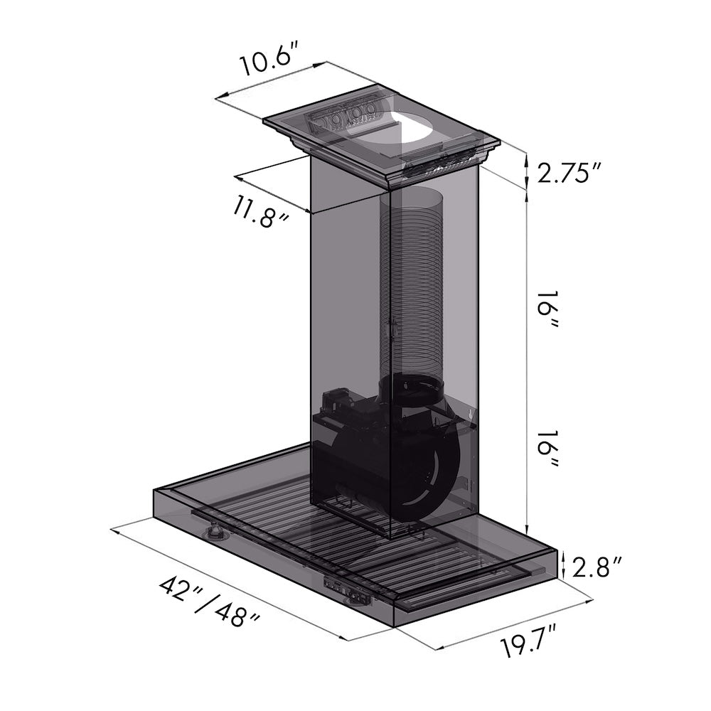 48 In. Crownsound™ Ducted Vent Wall Mount Range Hood In Stainless Steel With Built-in Bluetooth Speakers KECRNBT48