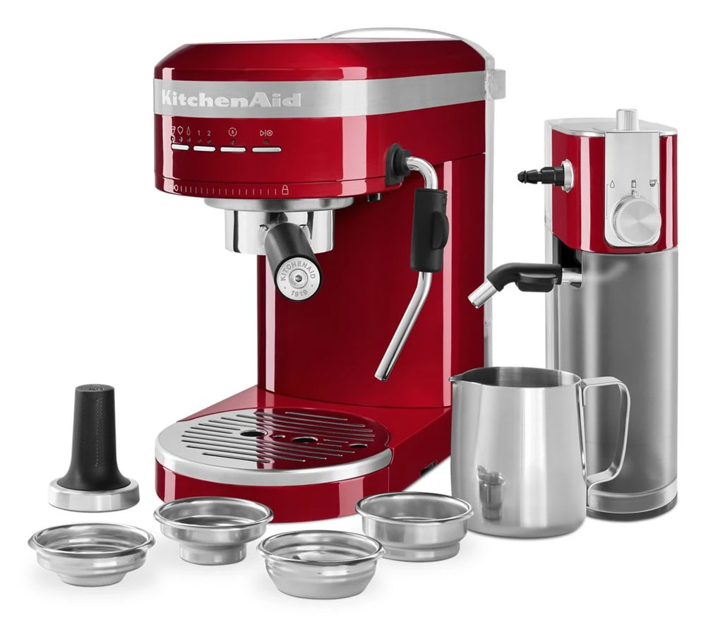 Metal Semi-Automatic Espresso Machine with Free Automatic Milk Frother Attachment Bundle KES6504ER