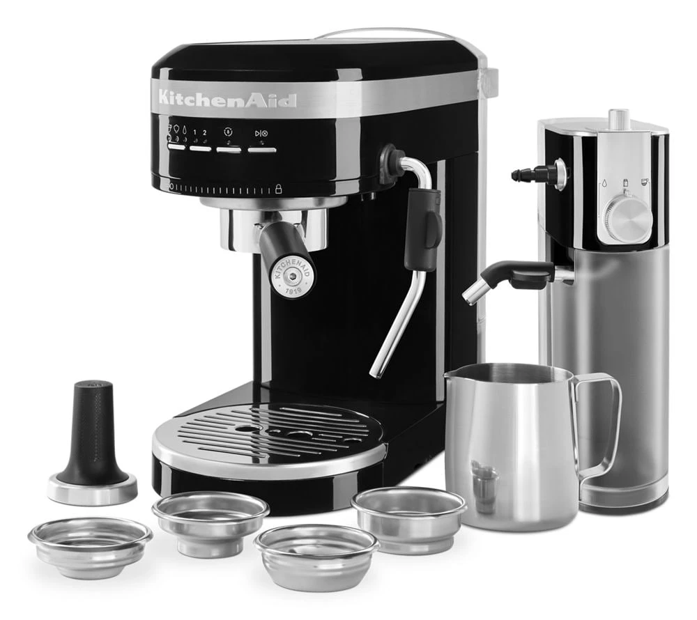Metal Semi-Automatic Espresso Machine with Free Automatic Milk Frother Attachment Bundle KES6504OB
