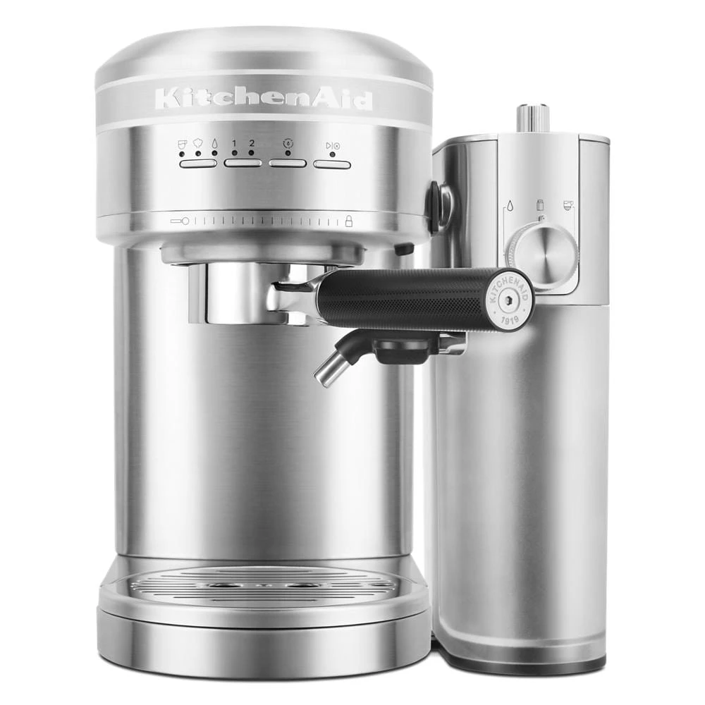 Metal Semi-Automatic Espresso Machine with Free Automatic Milk Frother Attachment Bundle KES6504SX