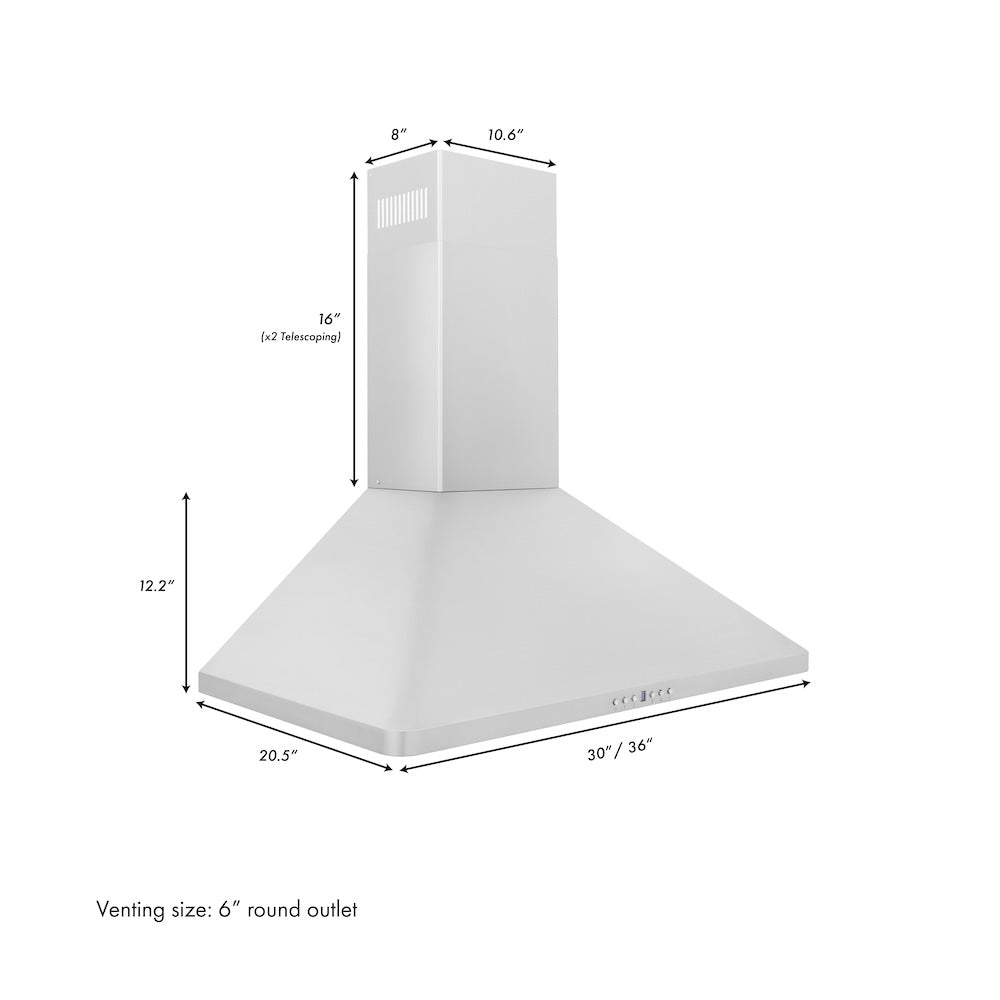 30 In. Convertible Vent Wall Mount Range Hood In Stainless Steel KF130