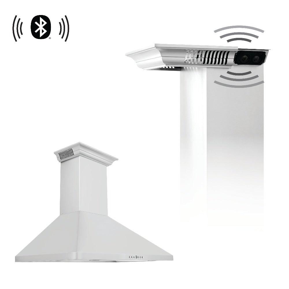 30 In. Crownsound™ Ducted Vent Wall Mount Range Hood In Stainless Steel With Built-in Bluetooth Speakers KF1CRNBT30