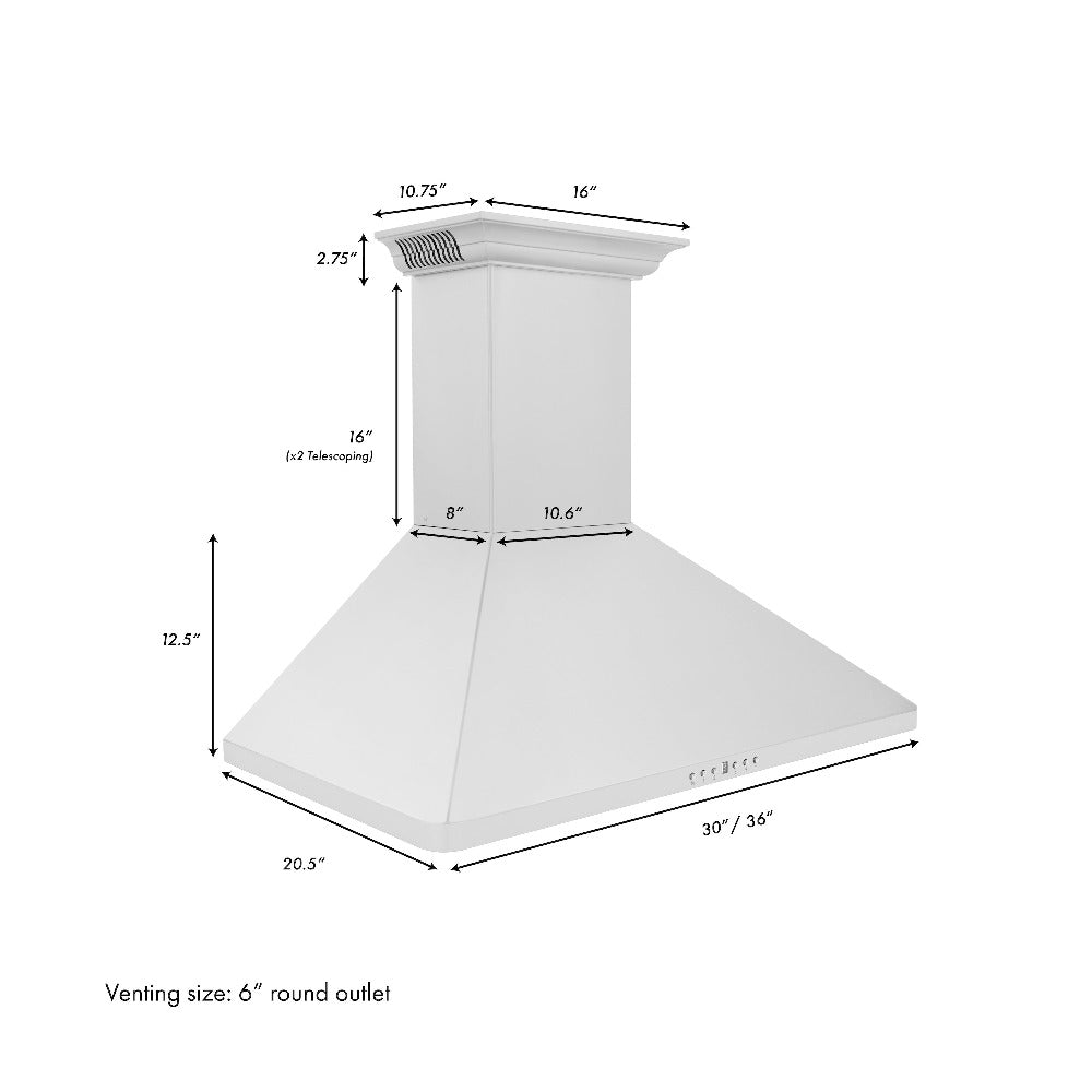36 In. Crownsound™ Ducted Vent Wall Mount Range Hood In Stainless Steel With Built-in Bluetooth Speakers KF1CRNBT36