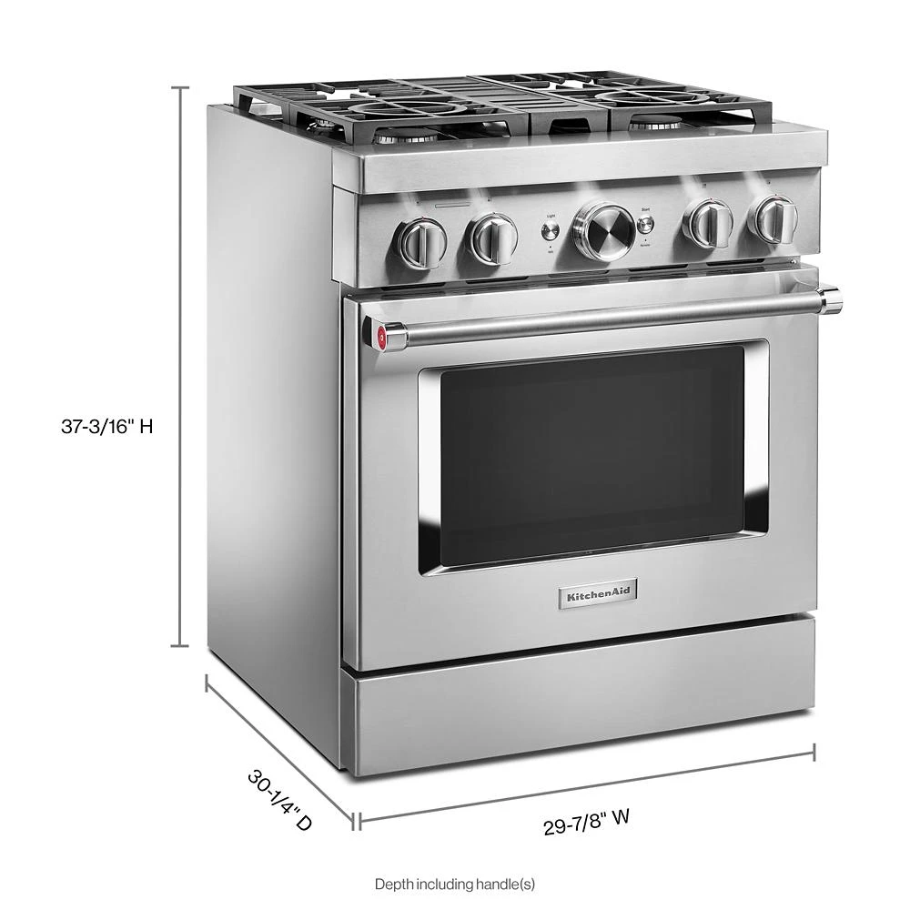 30'' Smart Commercial-Style Dual Fuel Range with 4 Burners KFDC500JSS, product image 7 of 37
