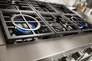 KitchenAid® 48'' Smart Commercial-Style Dual Fuel Range with Griddle KFDC558JBK, product image 2 of 11