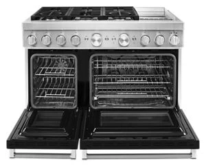 KitchenAid® 48'' Smart Commercial-Style Dual Fuel Range with Griddle KFDC558JBK, product image 3 of 11