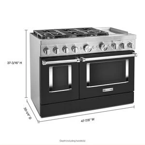 KitchenAid® 48'' Smart Commercial-Style Dual Fuel Range with Griddle KFDC558JBK, product image 10 of 11