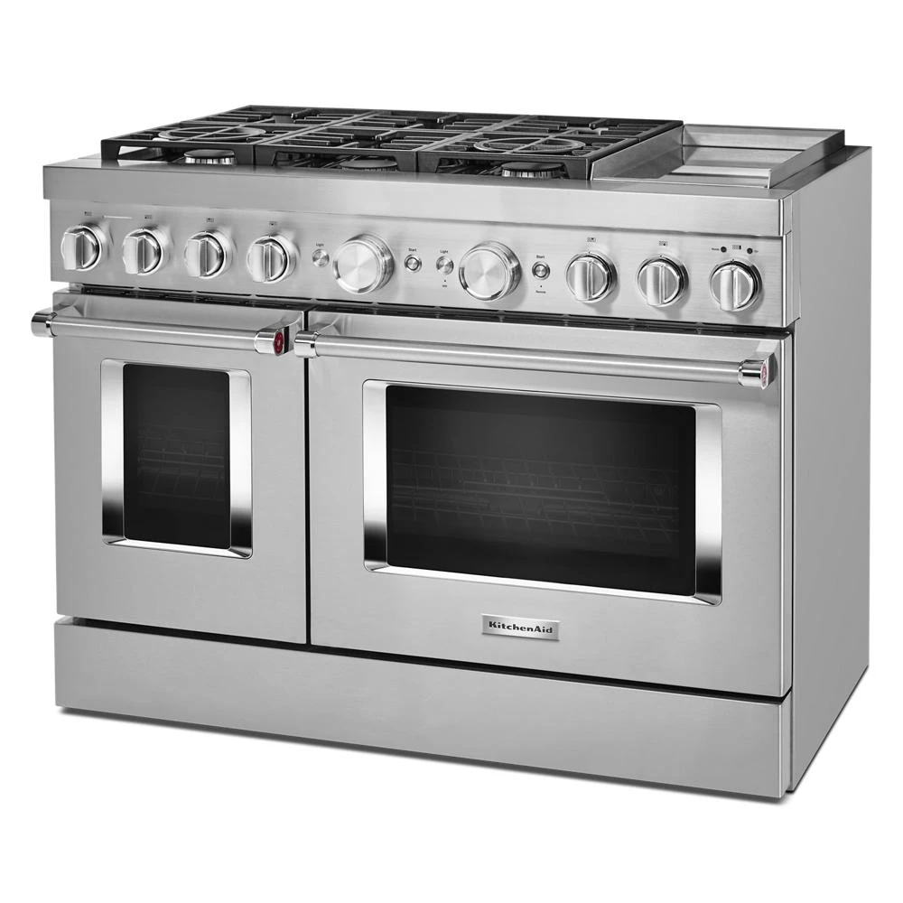 48'' Smart Commercial-Style Dual Fuel Range with Griddle KFDC558JSS, product image 3 of 38