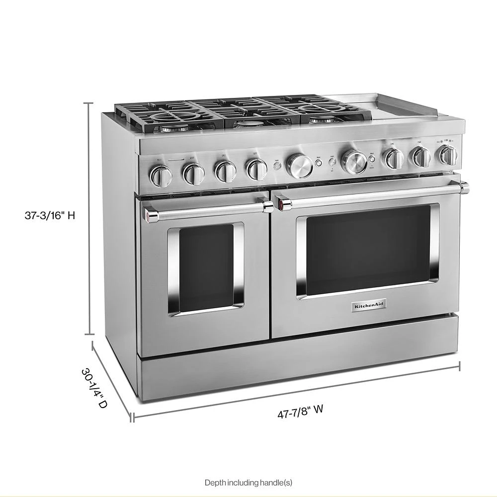 48'' Smart Commercial-Style Dual Fuel Range with Griddle KFDC558JSS, product image 7 of 38