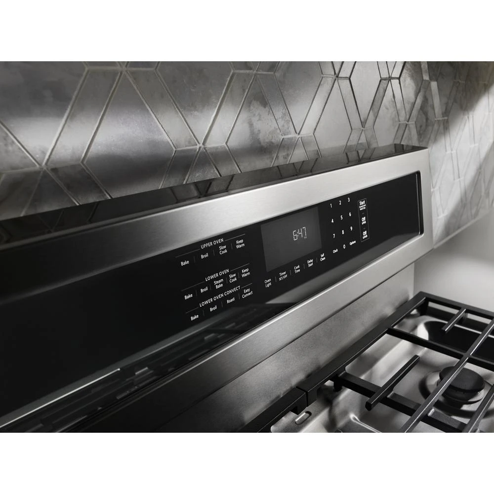 30" 5 Burner Dual Fuel Double Oven Convection Range view 2