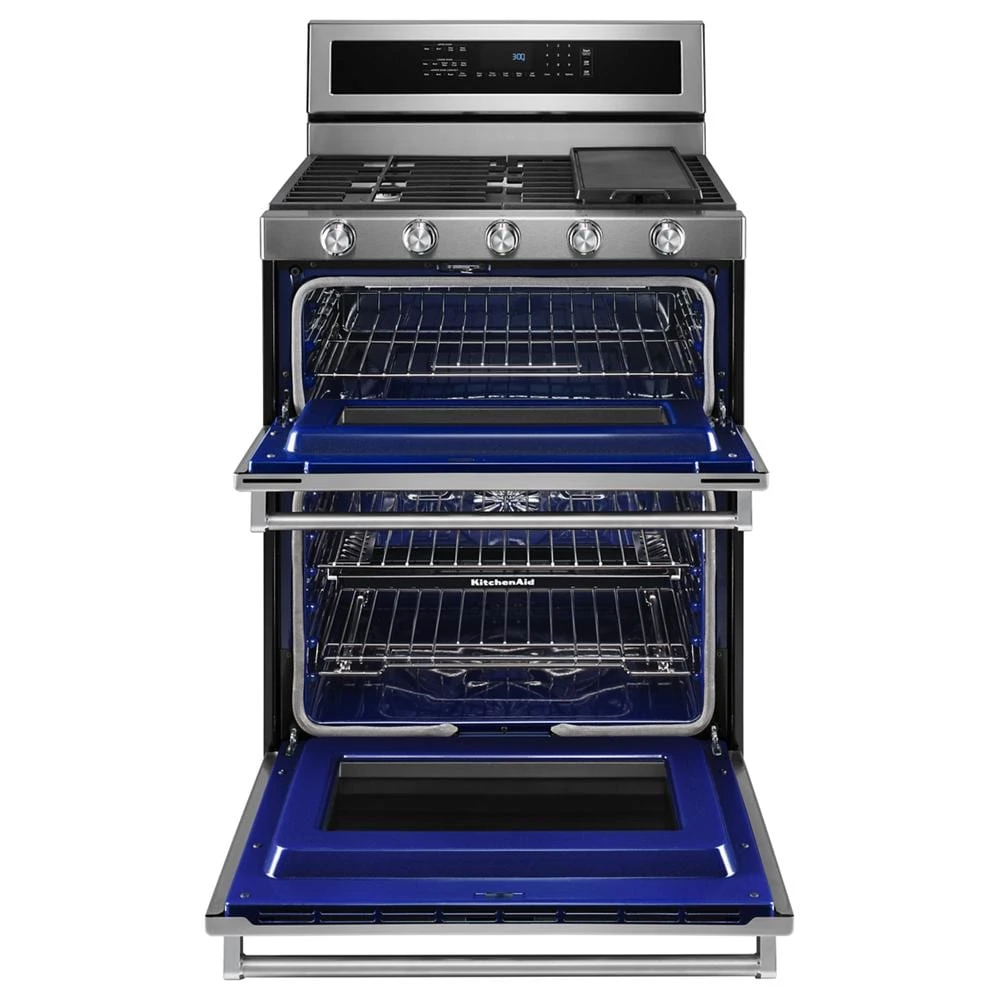 30" 5 Burner Dual Fuel Double Oven Convection Range view 4
