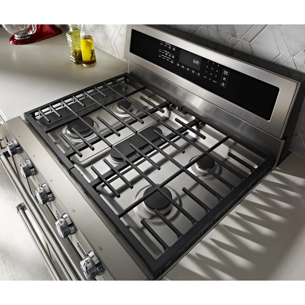 30" 5 Burner Dual Fuel Double Oven Convection Range view 7