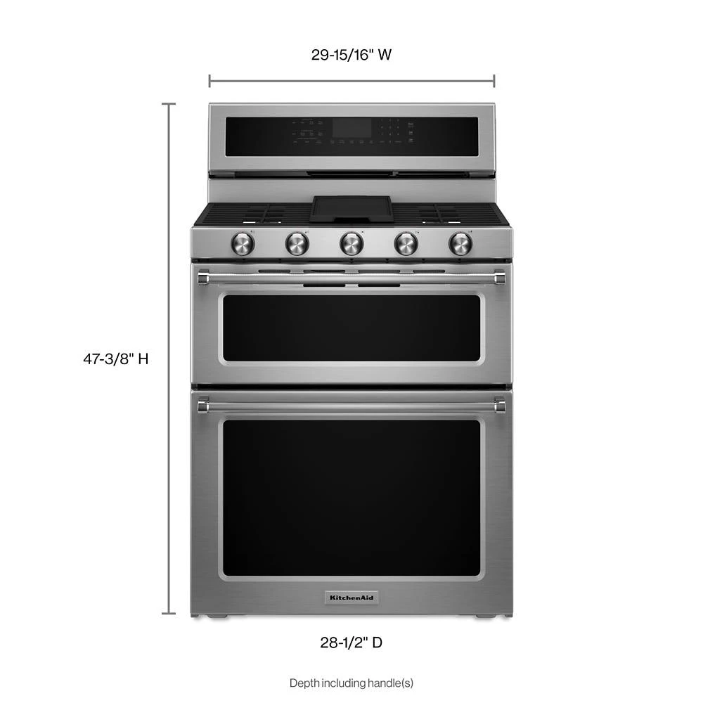 30" 5 Burner Dual Fuel Double Oven Convection Range view 9