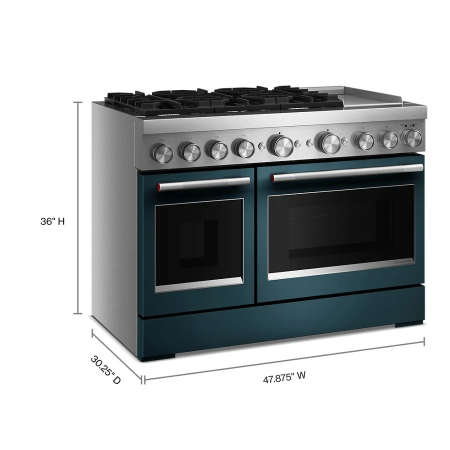 48-inch 6 Burner Commercial-style Dual Fuel Range With Griddle KFDD948SAG