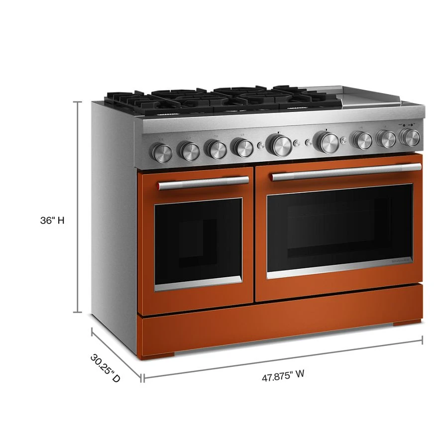 48-inch 6 Burner Commercial-style Dual Fuel Range With Griddle KFDD948SSC