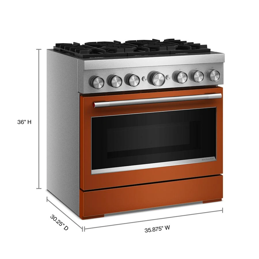 36-inch 6 Burner Commercial-style Dual Fuel Range With No Preheat Air Fry Mode KFDS936SSC