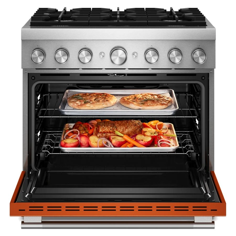 36-inch 6 Burner Commercial-style Dual Fuel Range With No Preheat Air Fry Mode KFDS936SSC