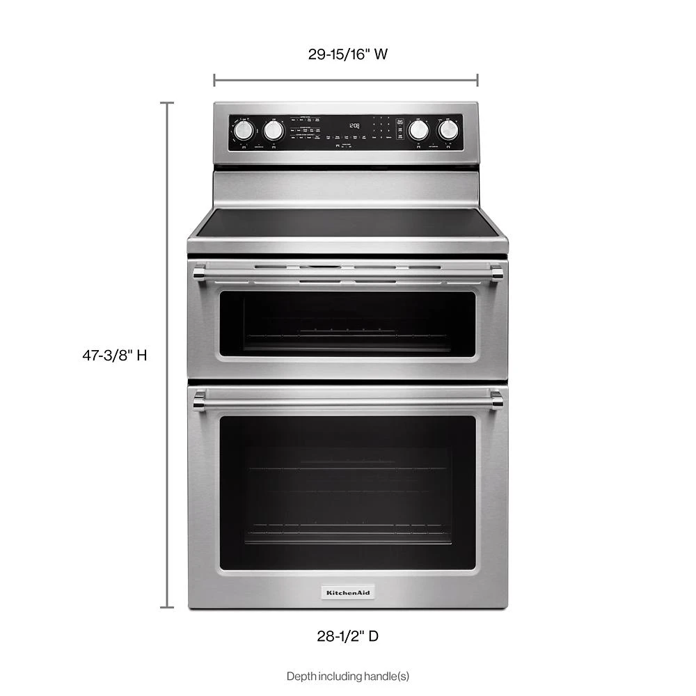 30" 5 Burner Electric Double Oven Convection Range view 6