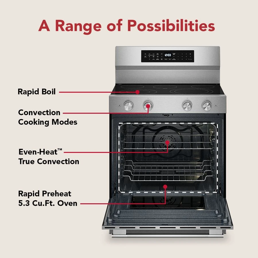 5.3 Cu. Ft. Smart Freestanding Electric Range With Convection Cooking Modes KFES530SPS