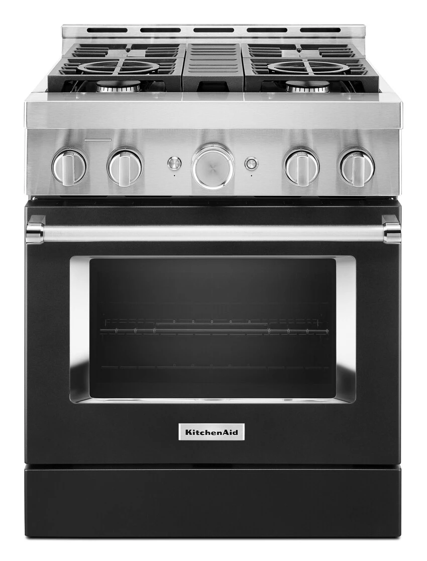 KitchenAid® 30'' Smart Commercial-Style Gas Range with 4 Burners KFGC500JBK