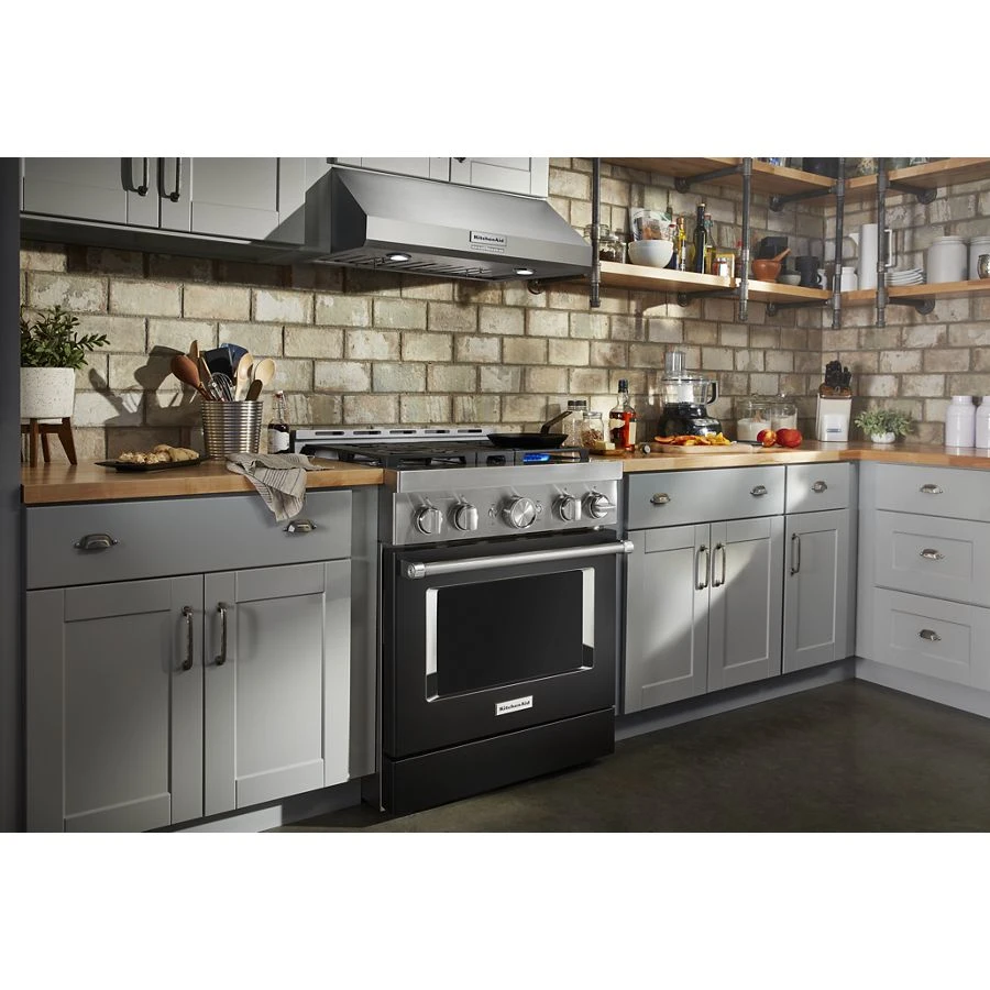 30'' Smart Commercial-Style Gas Range with 4 Burners KFGC500JBK