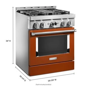 KitchenAid® 30'' Smart Commercial-Style Gas Range with 4 Burners KFGC500JSC