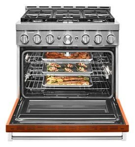 KitchenAid® 36'' Smart Commercial-Style Gas Range with 6 Burners KFGC506JSC